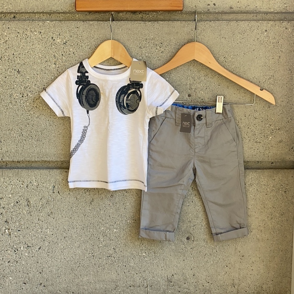 6-9month Next Uk S/S tshirt and Grey pants NWT